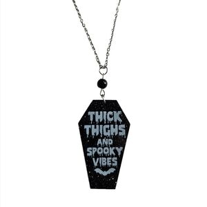 Thick thighs and spooky vibes coffin pendant necklace